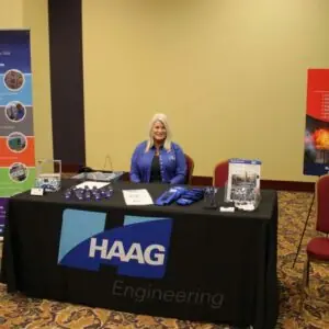 Haag Engineering booth at a trade show.