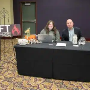 SIFT Fire Investigations informational booth at a conference.