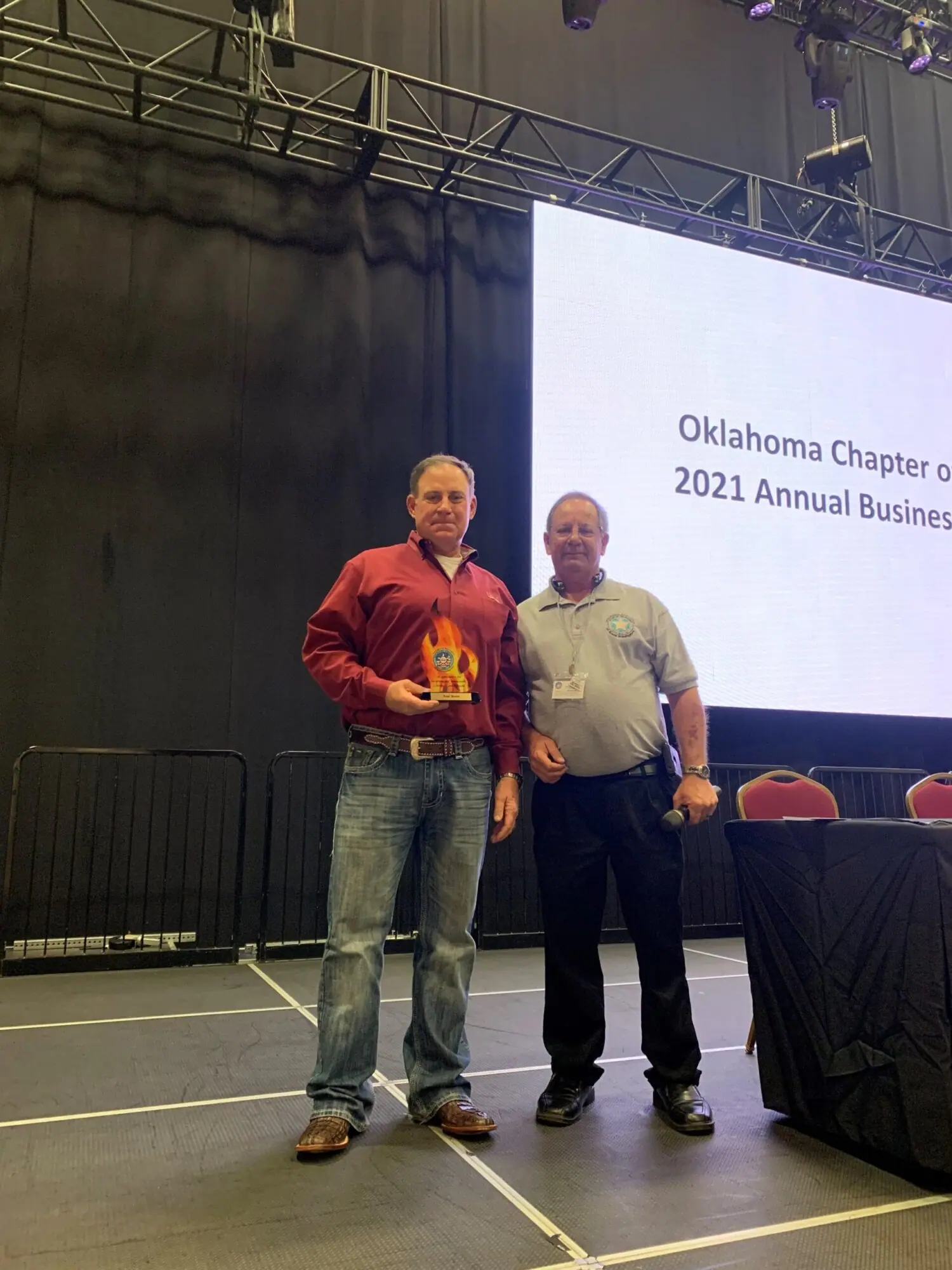 Two men at Oklahoma chapter's 2021 annual business meeting.